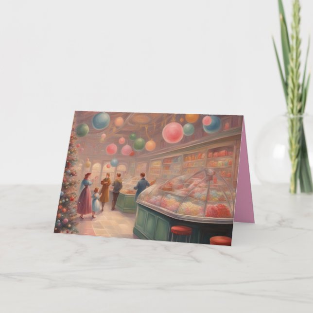 Retro Candy Sore during the  Christmas holidays Card (Front)