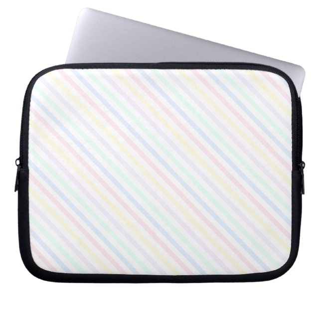 Retro Candy Stripes Diagonal Pinstripes 10 inch Laptop Sleeve (Front)