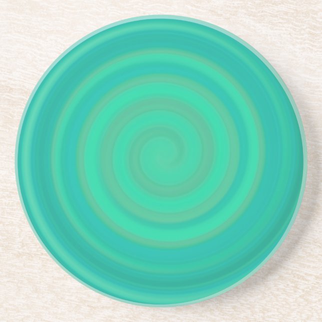 Retro Candy Swirl in Kiwi Teal Drink Coaster (Front)