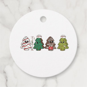 Retro Candy Tree Christmas Pink Bow Coquette  Favor Tags