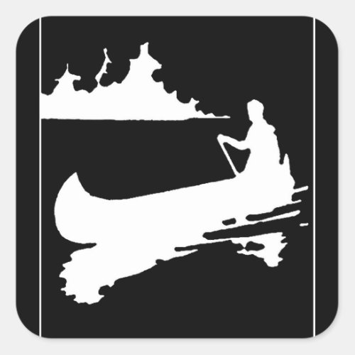 Retro Canoe Silhouette Square Sticker