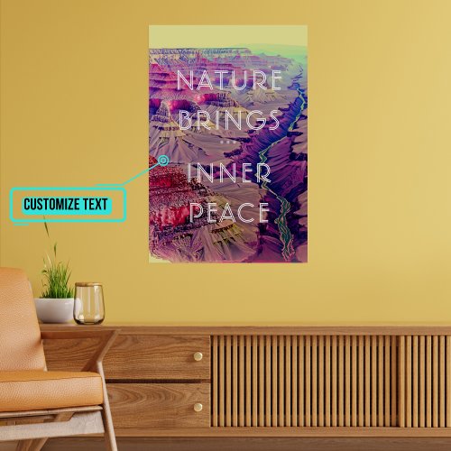 Retro Canyon with River Landscape Poster