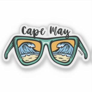 Retro Cape May both sides artwork. Sticker