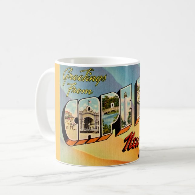  Retro Cape May NJ Postcard Coffee Mug (Front Left)