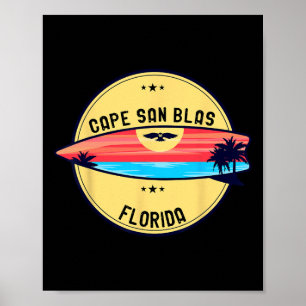 Retro Cape San Blas Florida Beach Surfing For Men Poster