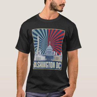 Retro Capitol Hill Washington DC American Flag 4th T-Shirt