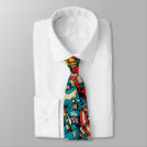 Retro Captain America Comic Book Pattern Neck Tie Retro Captain America Comic Book Pattern Neck Tie