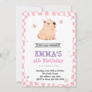 Retro Capybara birthday invitation