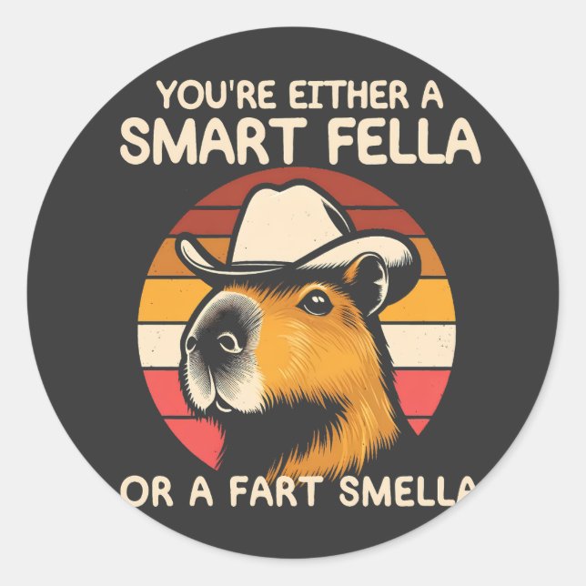 Retro Capybara Classic Round Sticker (Front)