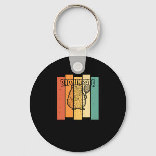 Retro Capybara Shuttle - Vintage Badminton Badminb Keychain