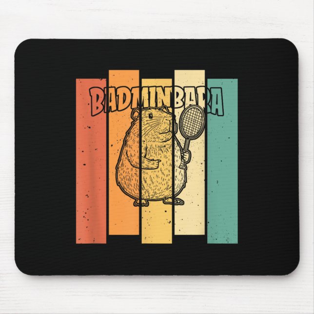 Retro Capybara Shuttle - Vintage Badminton Badminb Mouse Pad (Front)