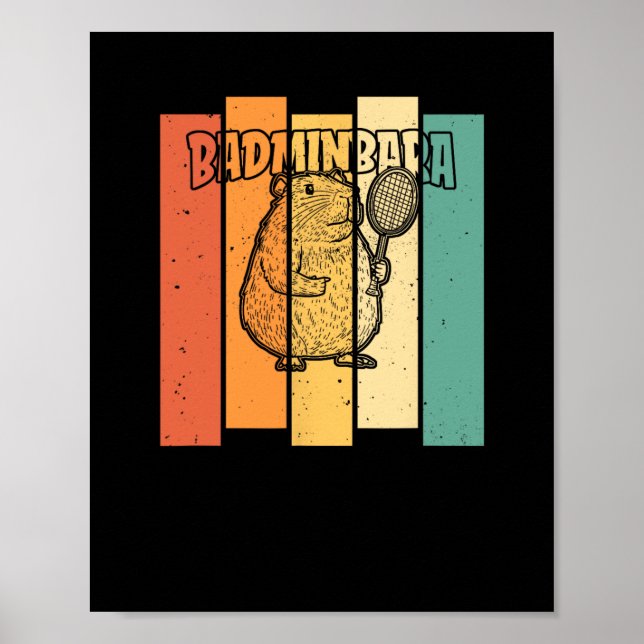 Retro Capybara Shuttle - Vintage Badminton Badminb Poster (Front)
