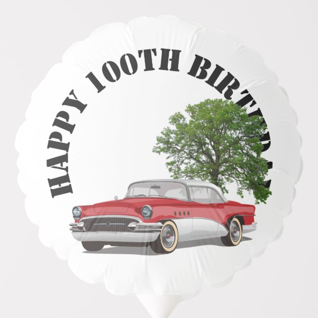 Retro Car 100th Happy Birthday   Balloon (Front)