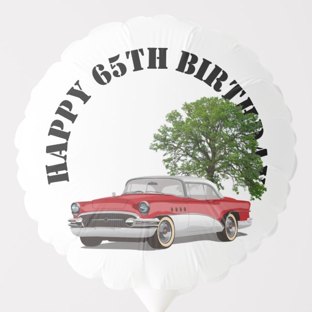 Retro Car 65th Happy Birthday  Balloon (Front)