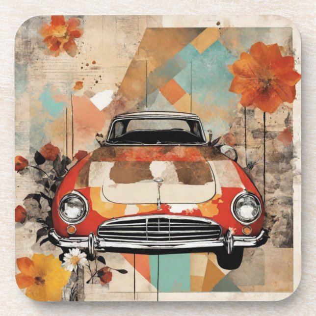Retro car beverage coaster (Front)