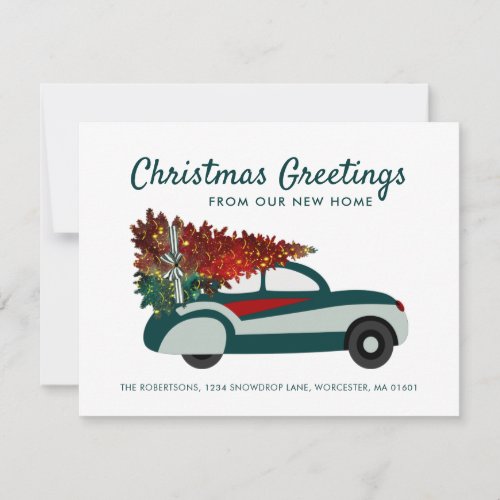 Retro Car Christmas Tree Holiday Moving Announcement