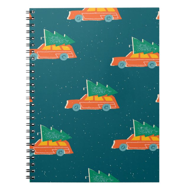 Retro Car Christmas Tree Pattern Notebook (Front)