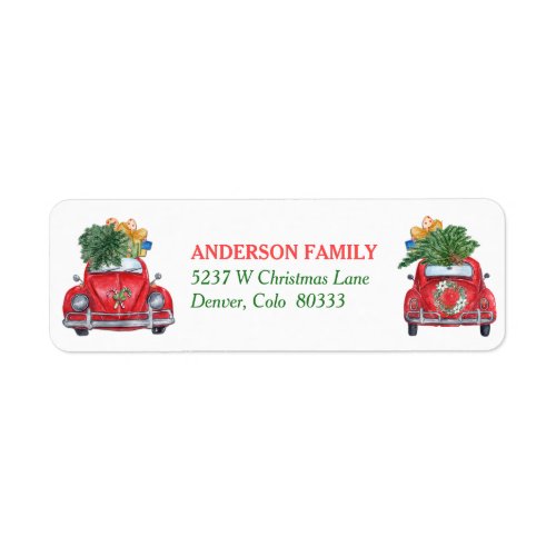 Retro Car Coming and Going Holiday Return Address Label