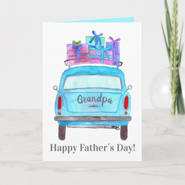 Retro Car Customizable Father's Day Card (Front)