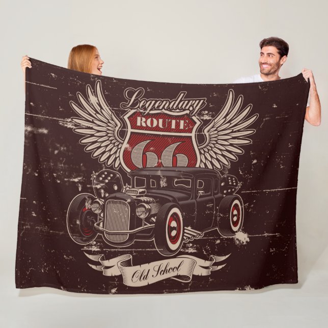 Retro Car Design Fleece Blanket (In Situ)