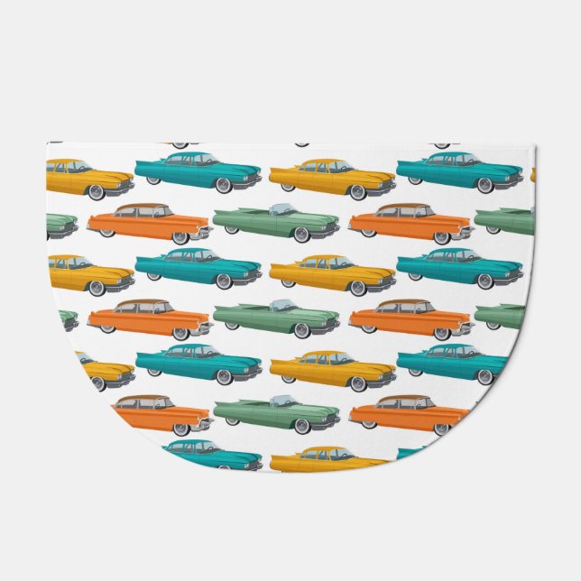 Retro Car Fifties Style Pattern Doormat (Front)