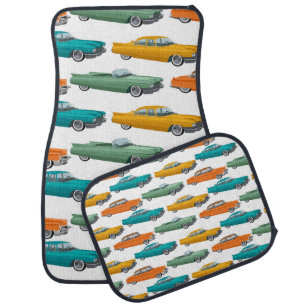 Retro Car Fifties Style Pattern Floor Mat