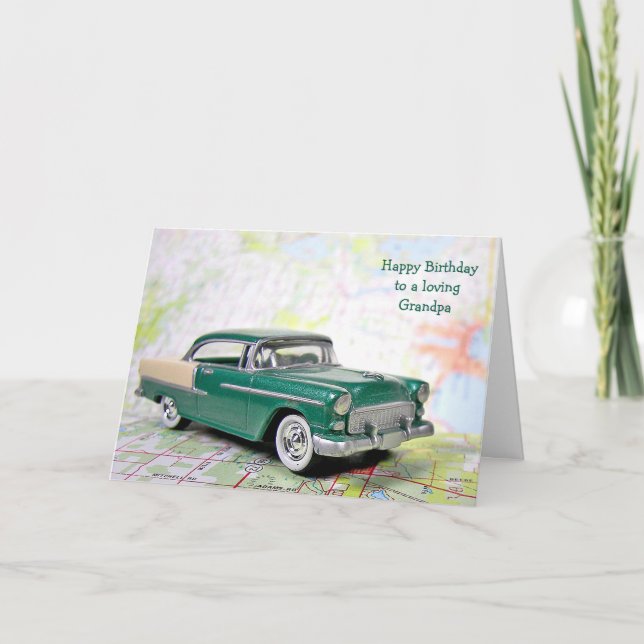 Retro Car for Grandpa's Birthday Card (Front)