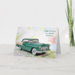 Retro Car for Grandson's Birthday Card<br><div class="desc">Old car on a road map for Grandson's birthday.</div>