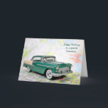 Retro Car for Grandson's Birthday Card<br><div class="desc">Old car on a road map for Grandson's birthday.</div>