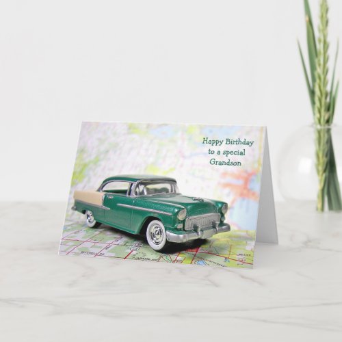 Retro Car for Grandsons Birthday Card