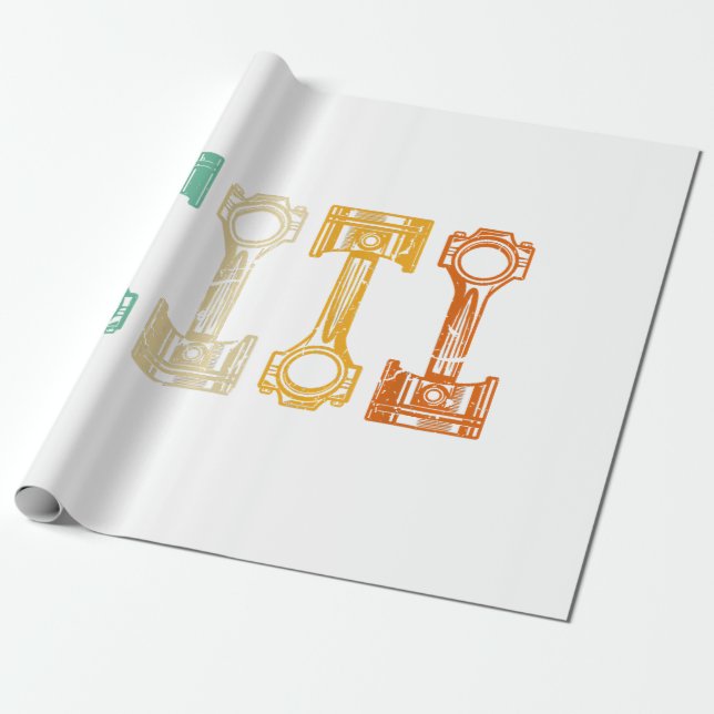 Retro Car Mechanic Vintage Tuner Wrapping Paper (Unrolled)