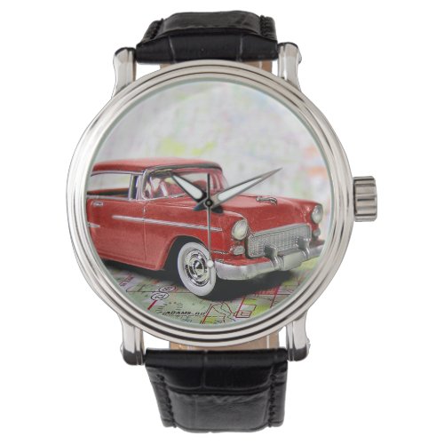 Retro Car On Road Map Watch