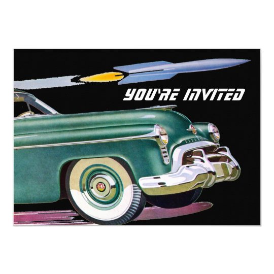 Retro Car & Rocket Birthday Card