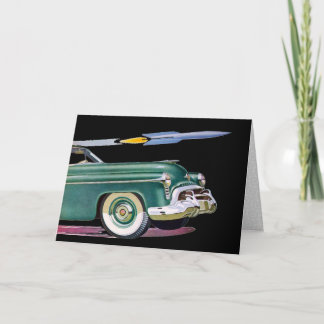 Retro Car & Rocket Birthday Card