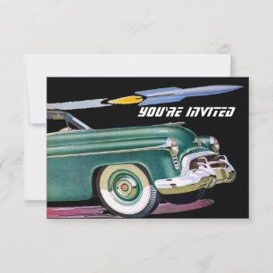 Retro Car & Rocket Birthday V2 Invitation