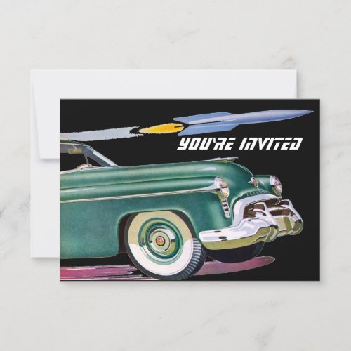 Retro Car &amp; Rocket Birthday V2 Personalized Announcements