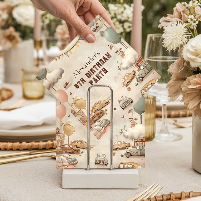 Retro Car Themed Kids Birthday Napkins (Creator Uploaded)