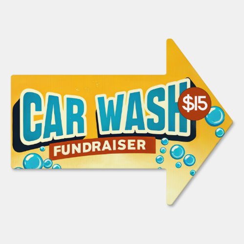 Retro Car Wash Fundraiser Arrow Sign with Price