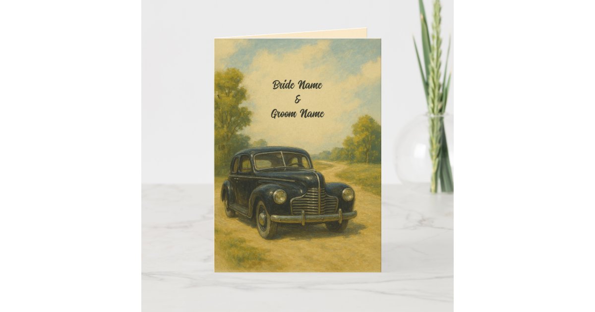 Retro Car Wedding Invitation | Zazzle