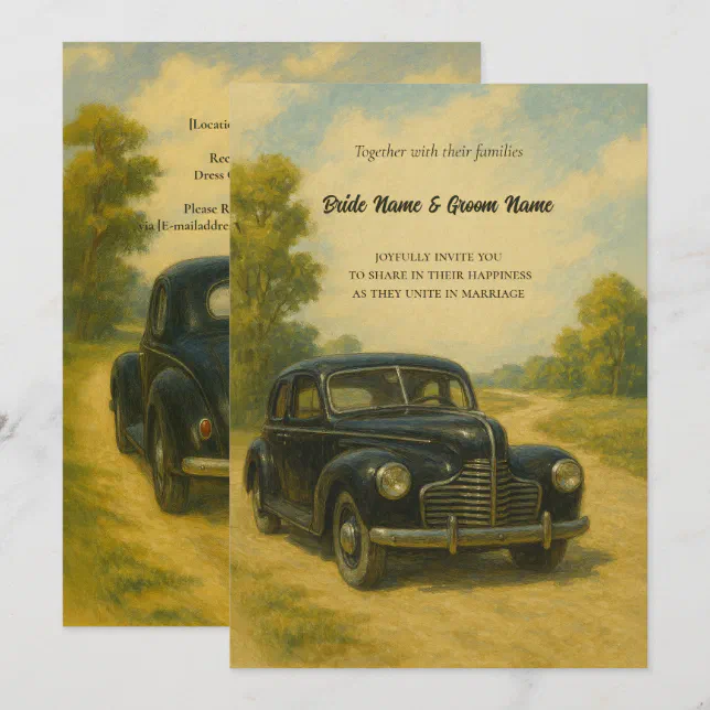 Retro Car Wedding Invitation | Zazzle