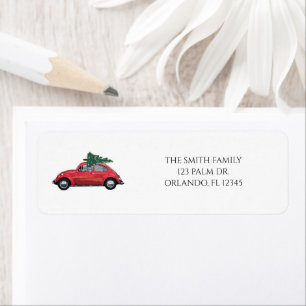 Retro Car with Tree Art Label