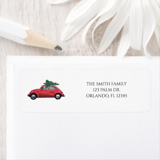 Retro Car with Tree Art  Label (Insitu)