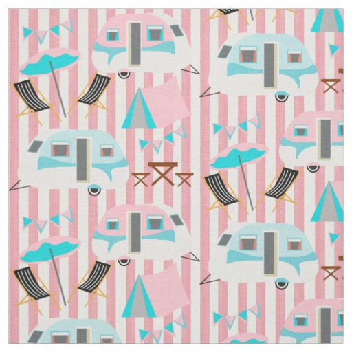 Retro Caravan Camping Cute P Fabric