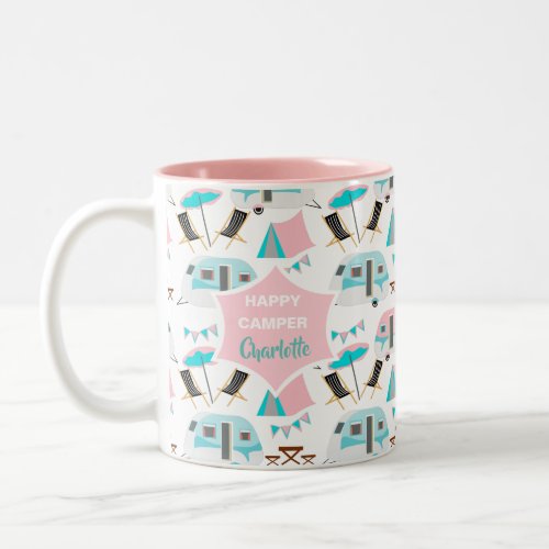 Retro Caravan Camping Cute Personalized  Two_Tone Coffee Mug