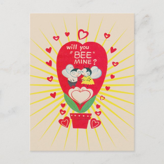 Retro Card for Valentines Day Bee mine (Front)