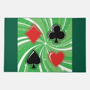 Retro Card Suits Vibrant Red and Black Doormat