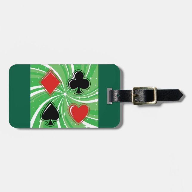 Retro Card Suits Vibrant Red and Black Luggage Tag (Front Horizontal)