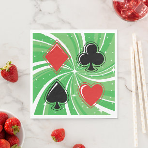 Retro Card Suits Vibrant Red and Black Napkins