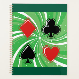 Retro Card Suits Vibrant Red and Black Planner