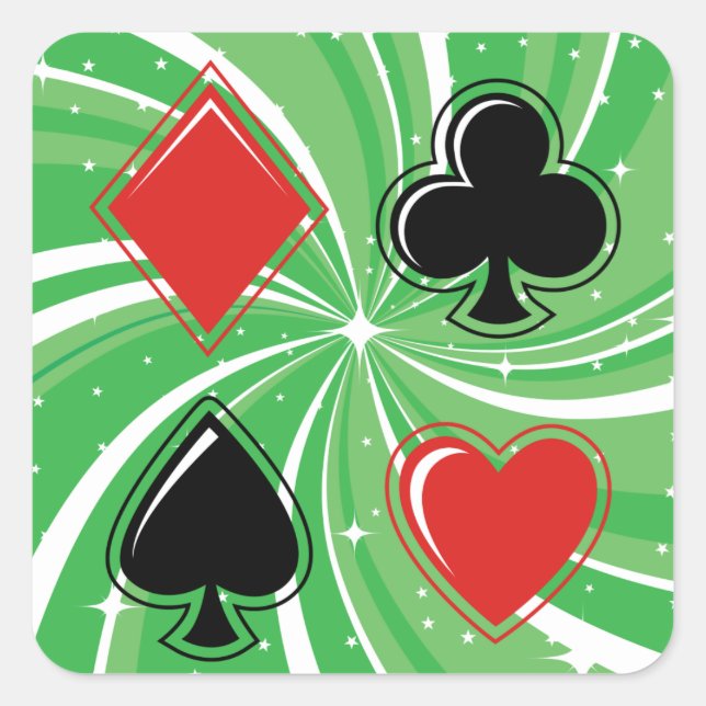 Retro Card Suits Vibrant Red and Black Square Sticker (Front)